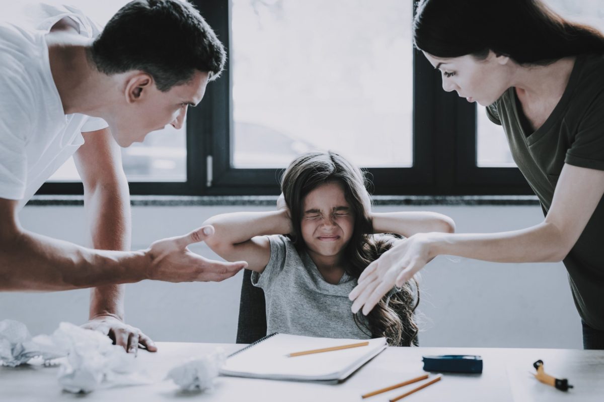 Parents and upset child