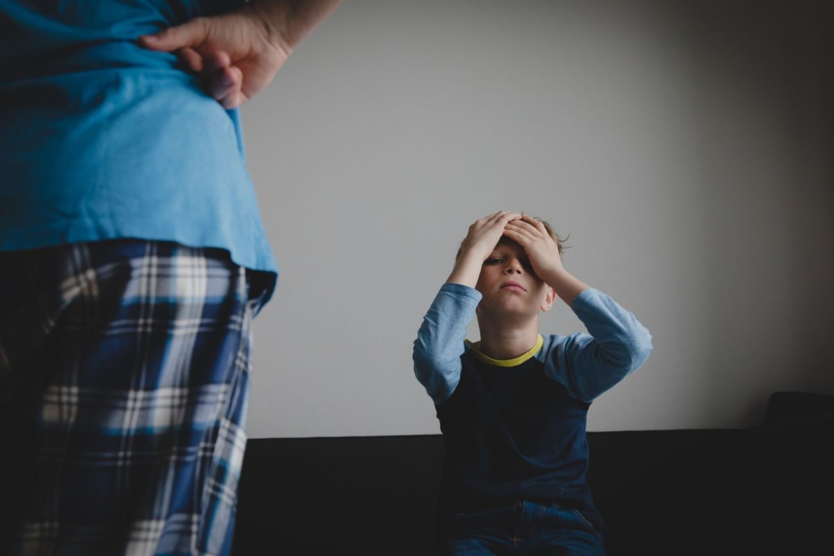 Upset child and parent